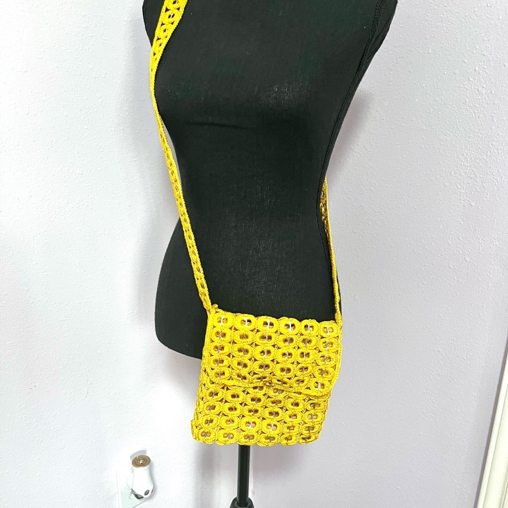 Bright Yellow Crochet Crossbody Bag